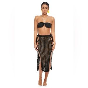 Black Crochet Sleek Beach Cover-Up